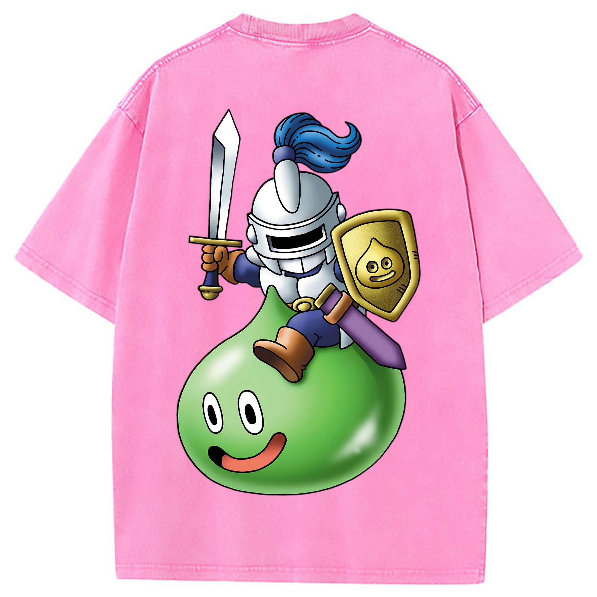 （画像用） ドラゴンクエスト Doragon Kuesuto Dragon Quest 綿100% ヴィンテージ風 半袖Tシャツ（背面プリント）